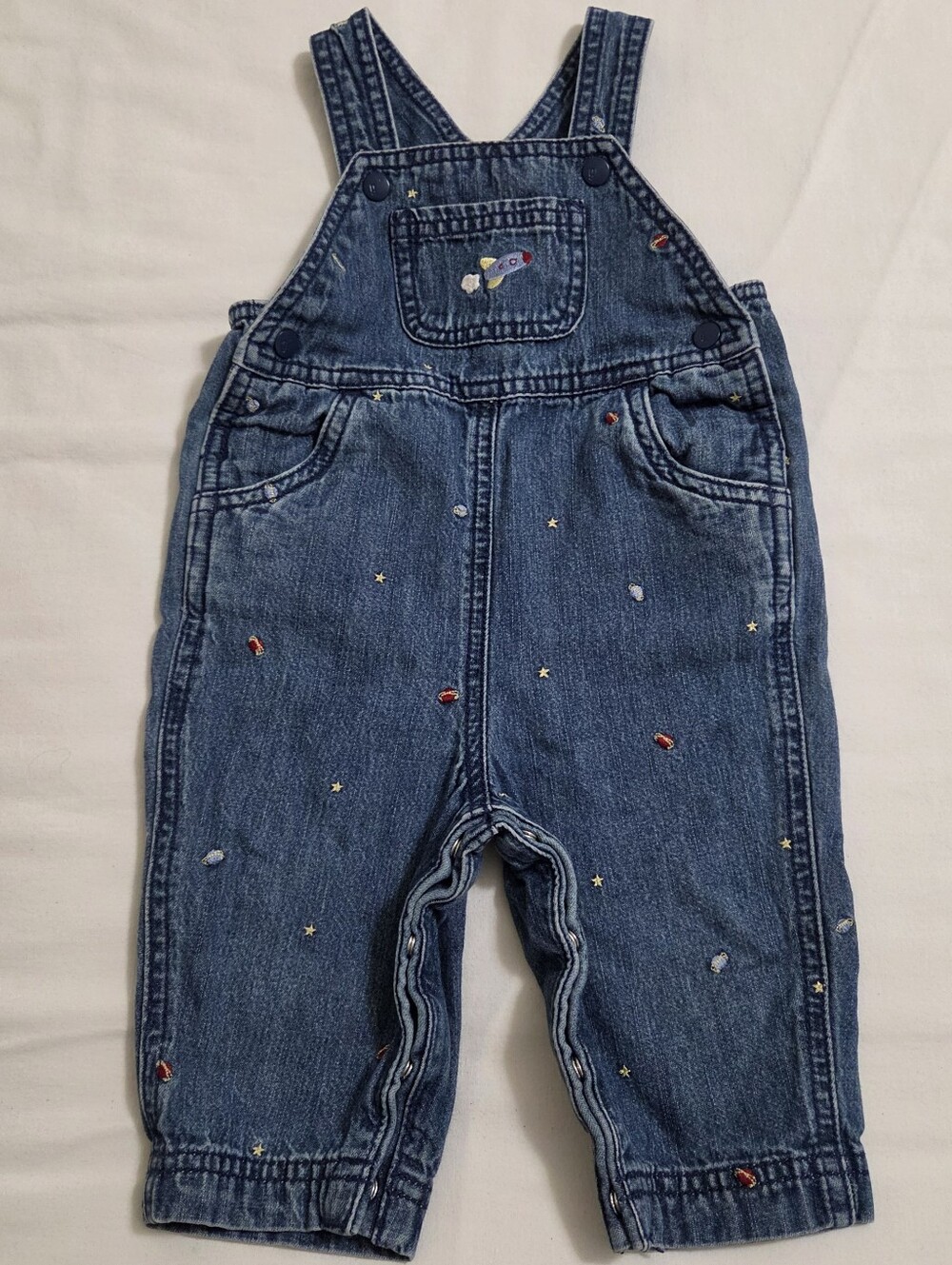 Vintage Gymboree Denim Overalls with Rocket Stars Embroidered Accents 3-6 Months